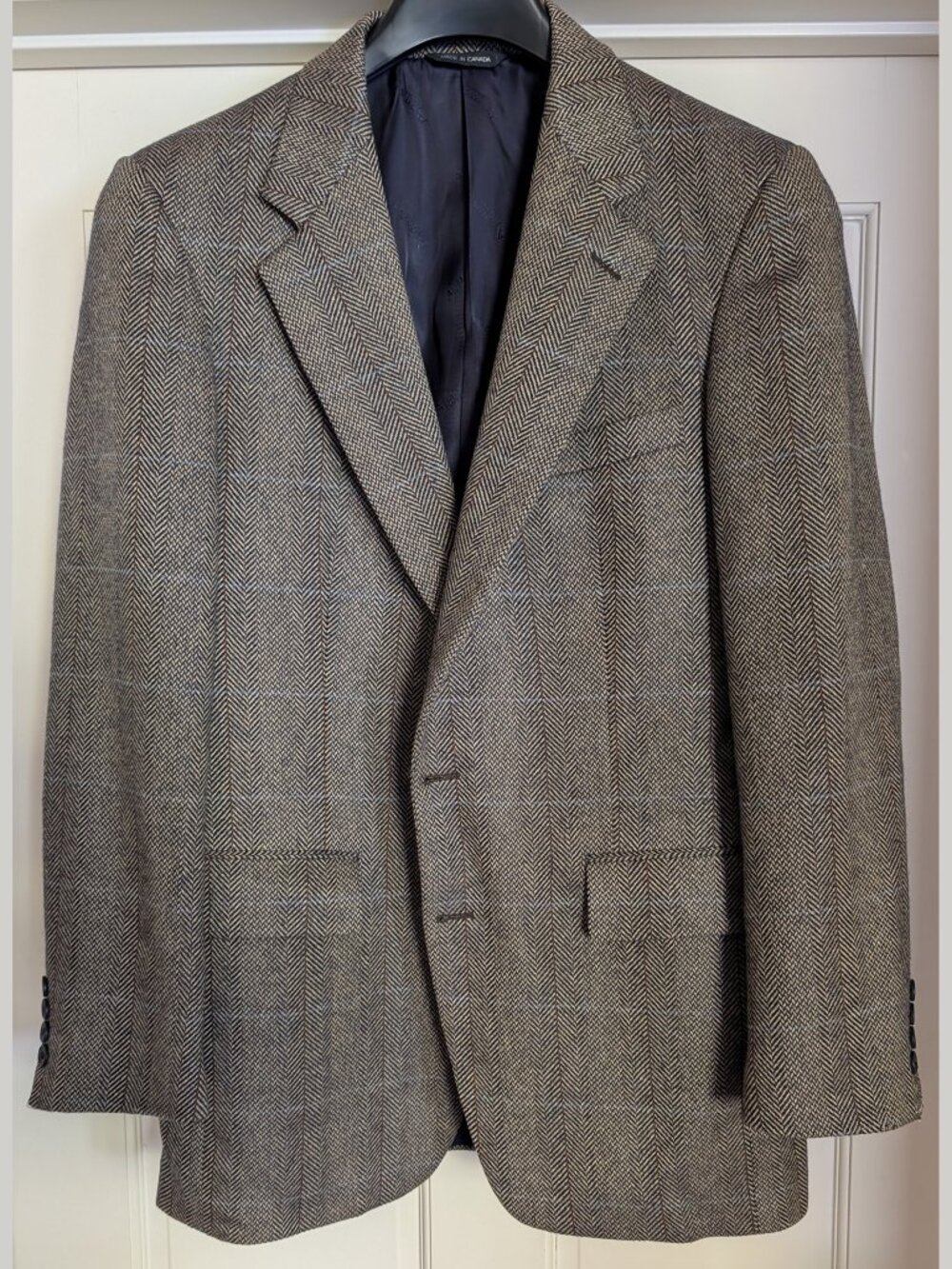 VTG Aquascutum Herringbone Plaid Sport Coat Jacket Blazer 100% Cashmere US40